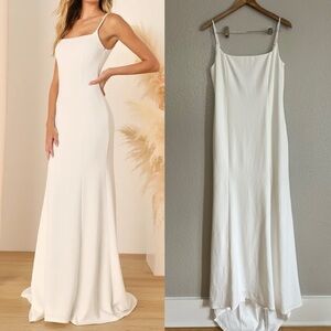 Blessed Romance White Sleeveless Button Back Mermaid Maxi Dress